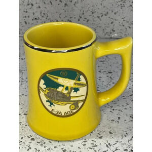Vintage Buntingware Boeing E-3 E3 Age Sentry Airplane Mug, Yellow Ceramic
